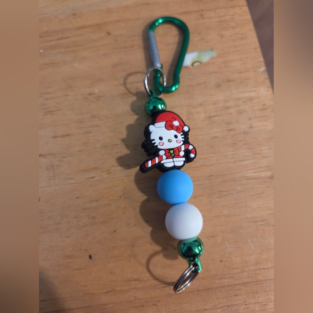 Festive Kitty Keychain with Beads